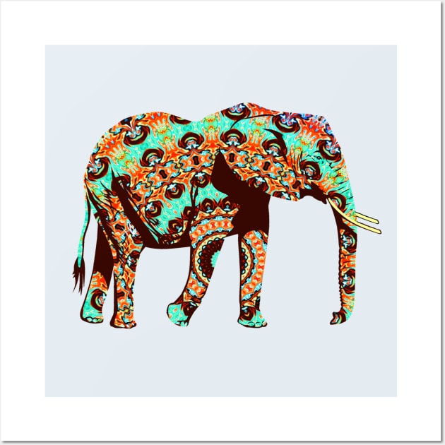 Colourful Tribal and Pop Fusion Elephant Watercolor Artwork Wall Art by PatrioTEEism